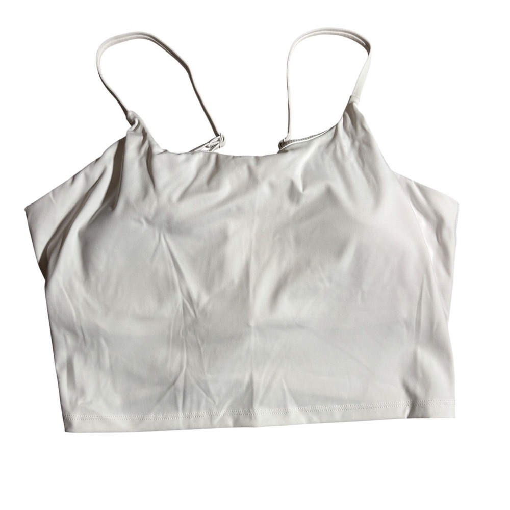 NWOT Degol White XL Athletic Camisole Crop Top Adjustable Straps Built-in Bra
